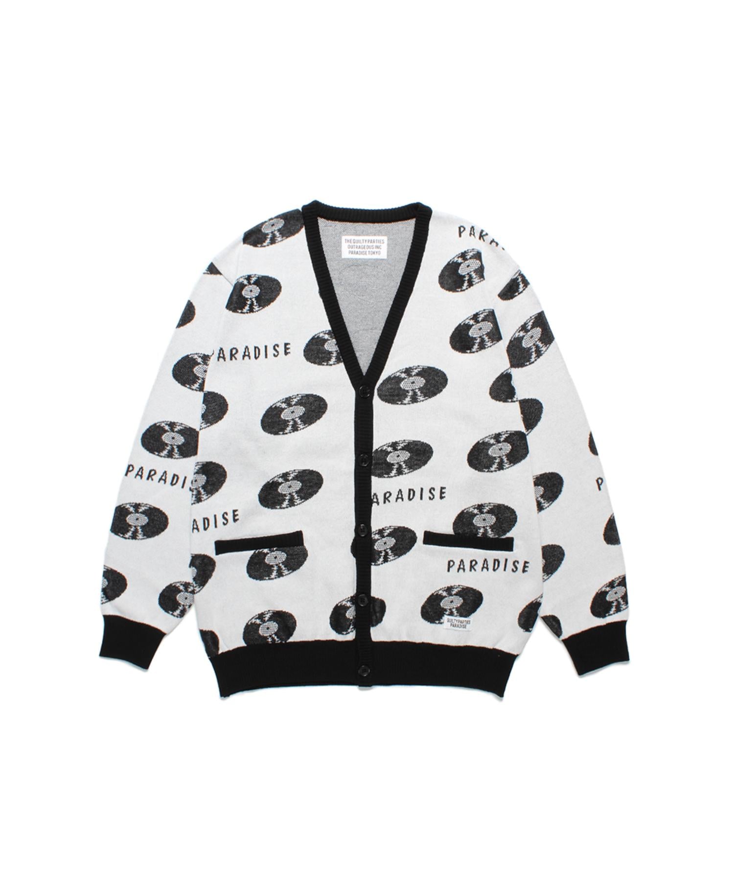 RECORDS JACQUARD KNIT CARDIGAN - WACKO MARIA (ワコマリア) - tops