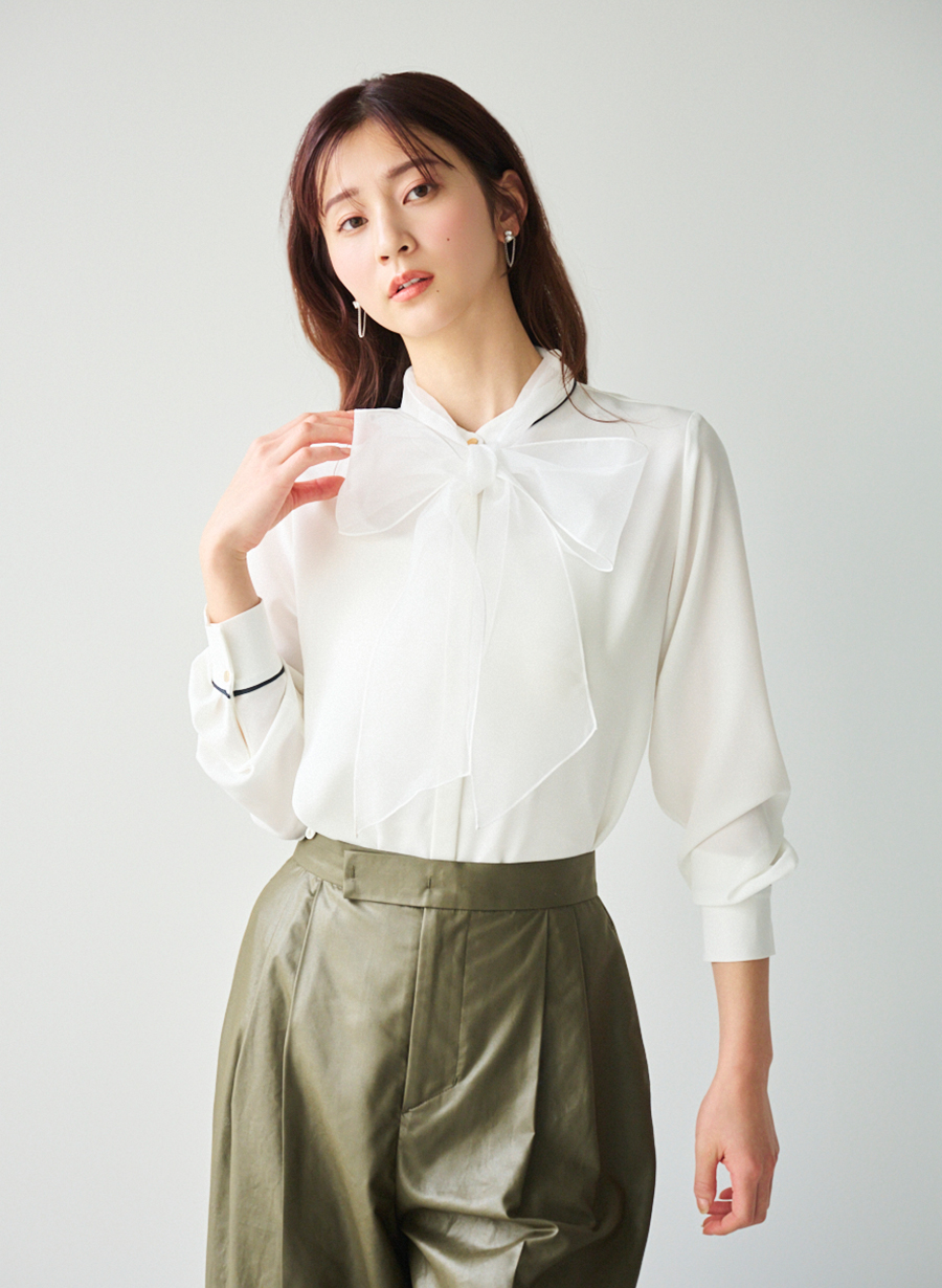 EC限定】バイカラーアクセントボウタイブラウス｜LOUNIE（ルーニィ