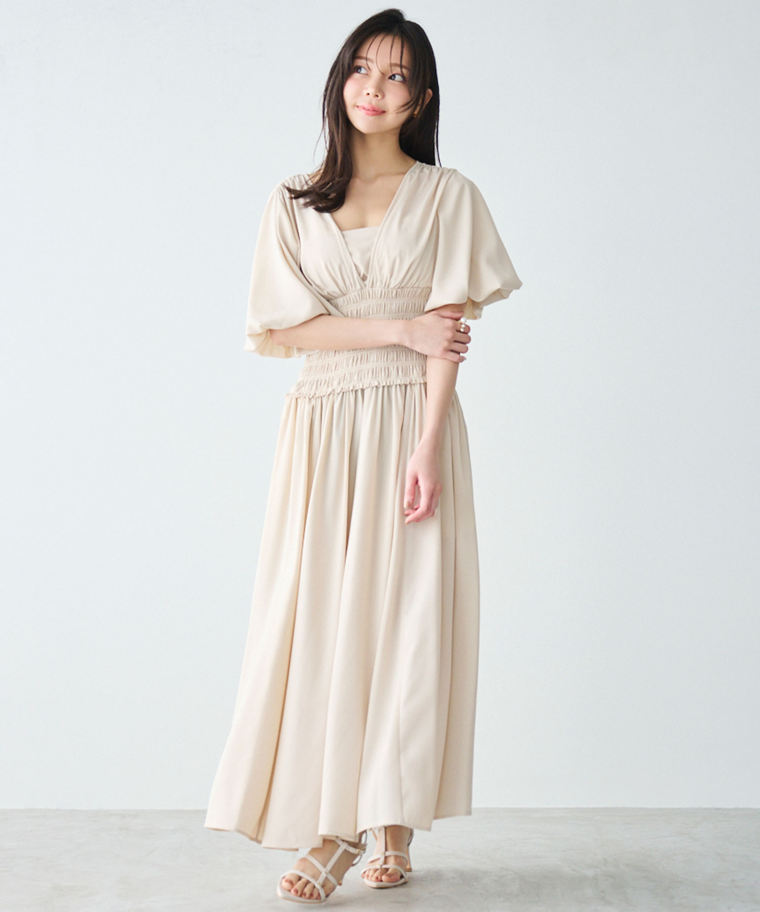 Vネックシャーリングワンピース｜PETAL ONLINE（ペタルオンライン）