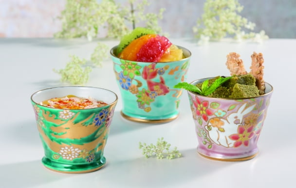 蓋付茶器揃 金花詰/幸洋窯