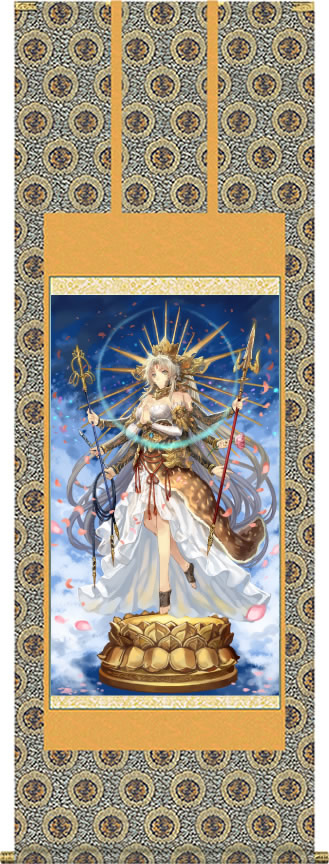 掛け軸-不空羂索観音／卵の黄身（尺五・桐箱・風鎮付き）BuDDHA STUDIO