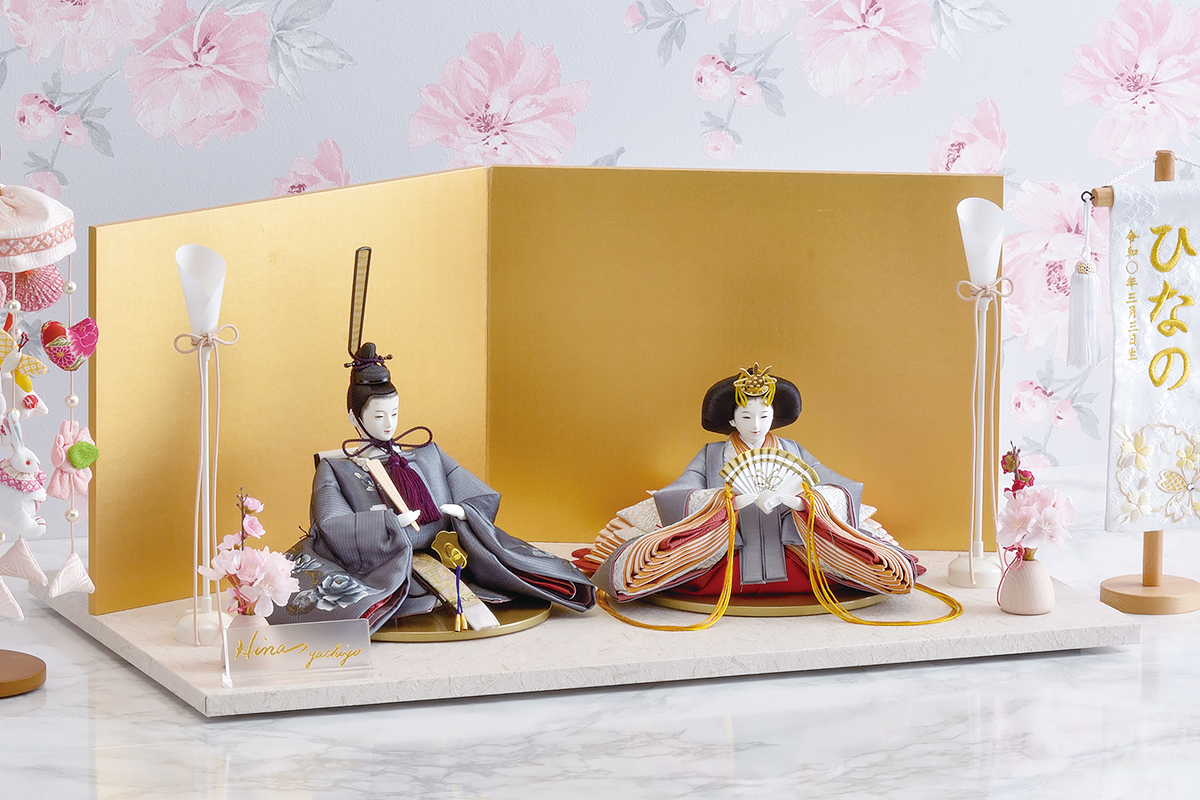 雛人形 親王飾りほぼ新品！吉兆雛 柴田家千代 花飾り 提灯付き 雛人形