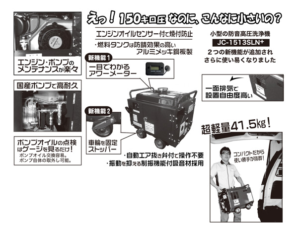 精和産業(セイワ) エンジン式高圧洗浄機 防音型【JC-1513SLN+ - 塗装