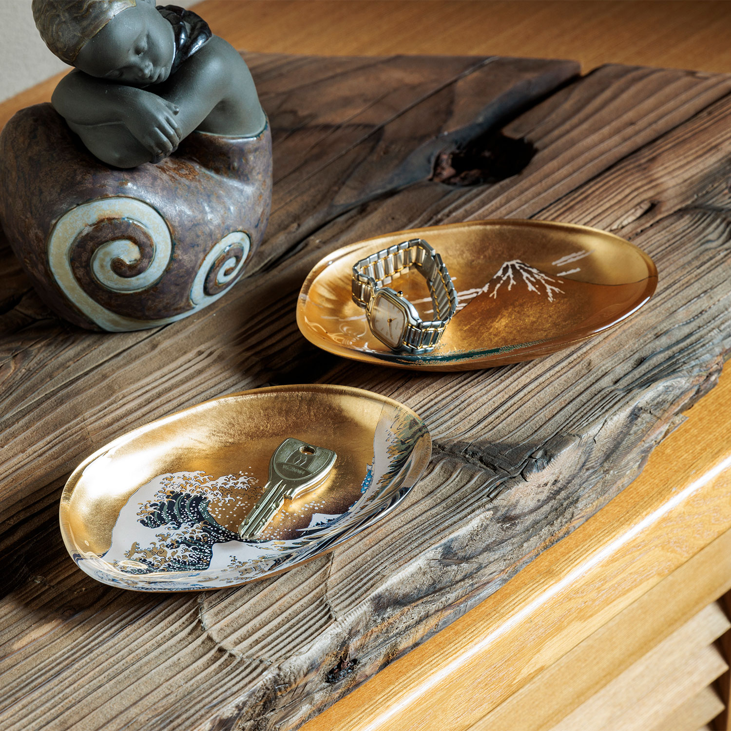 EXPO2025 ミャクミャク 箔一 箔名画 ガラストレー 全2種セット 大阪万博 ガラストレー 箔一 ミャクミャク 金箔 箔名画 神奈川沖浪裏