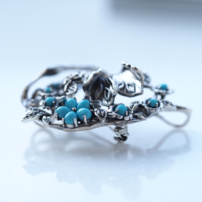 405C0011】SV ウィリアム・モリス【るりはこべ】 ペンダントブローチ