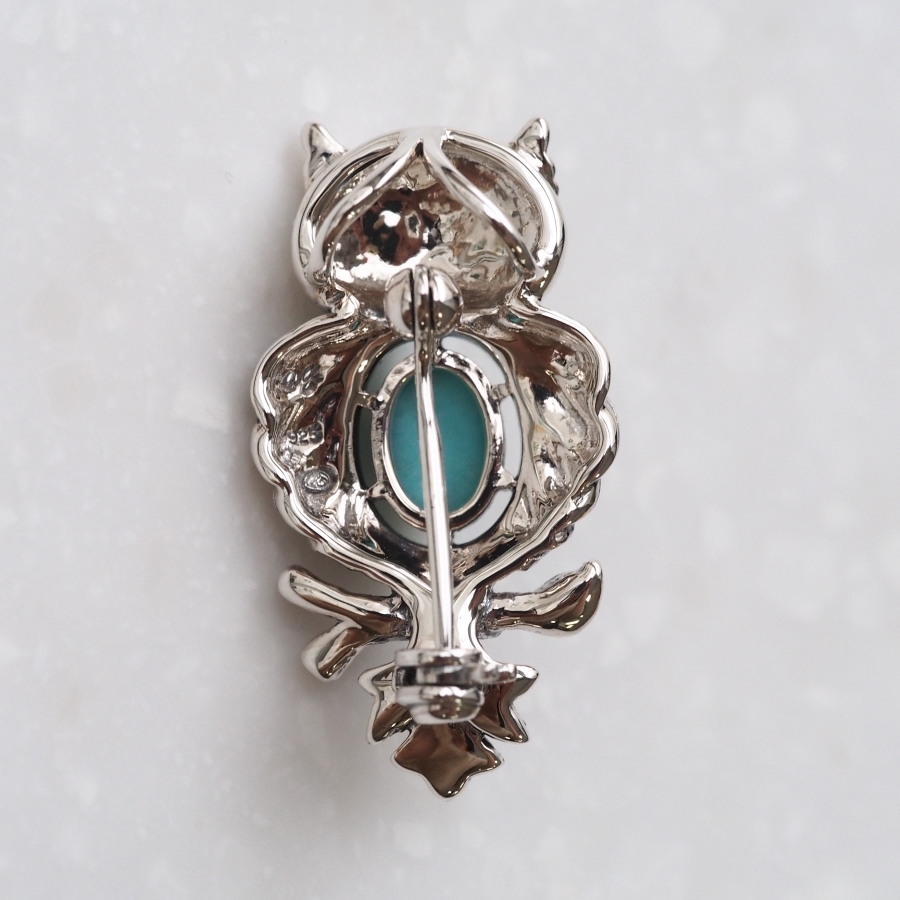 202C0648-TQ】SV ターコイズ ふくろう ペンダントブローチ | 【碌山
