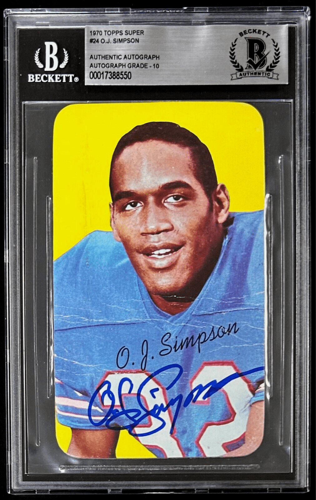 O.J. Simpson Signed 1970 Topps Super Card #24 Beckett 17388550