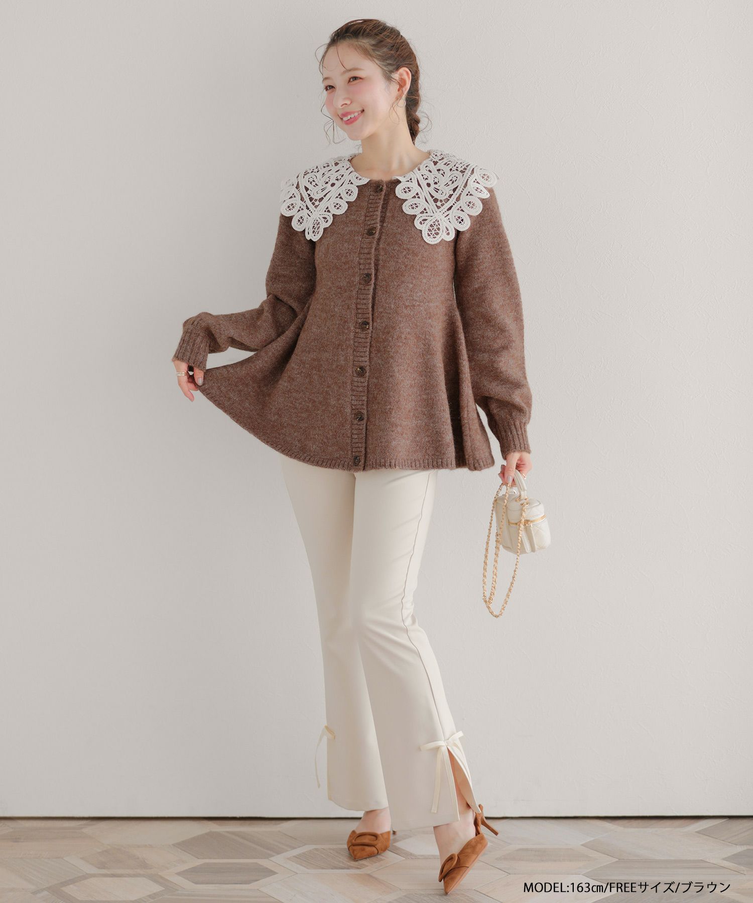 バテンレース衿カーディガン【宅配便】 | Fit more