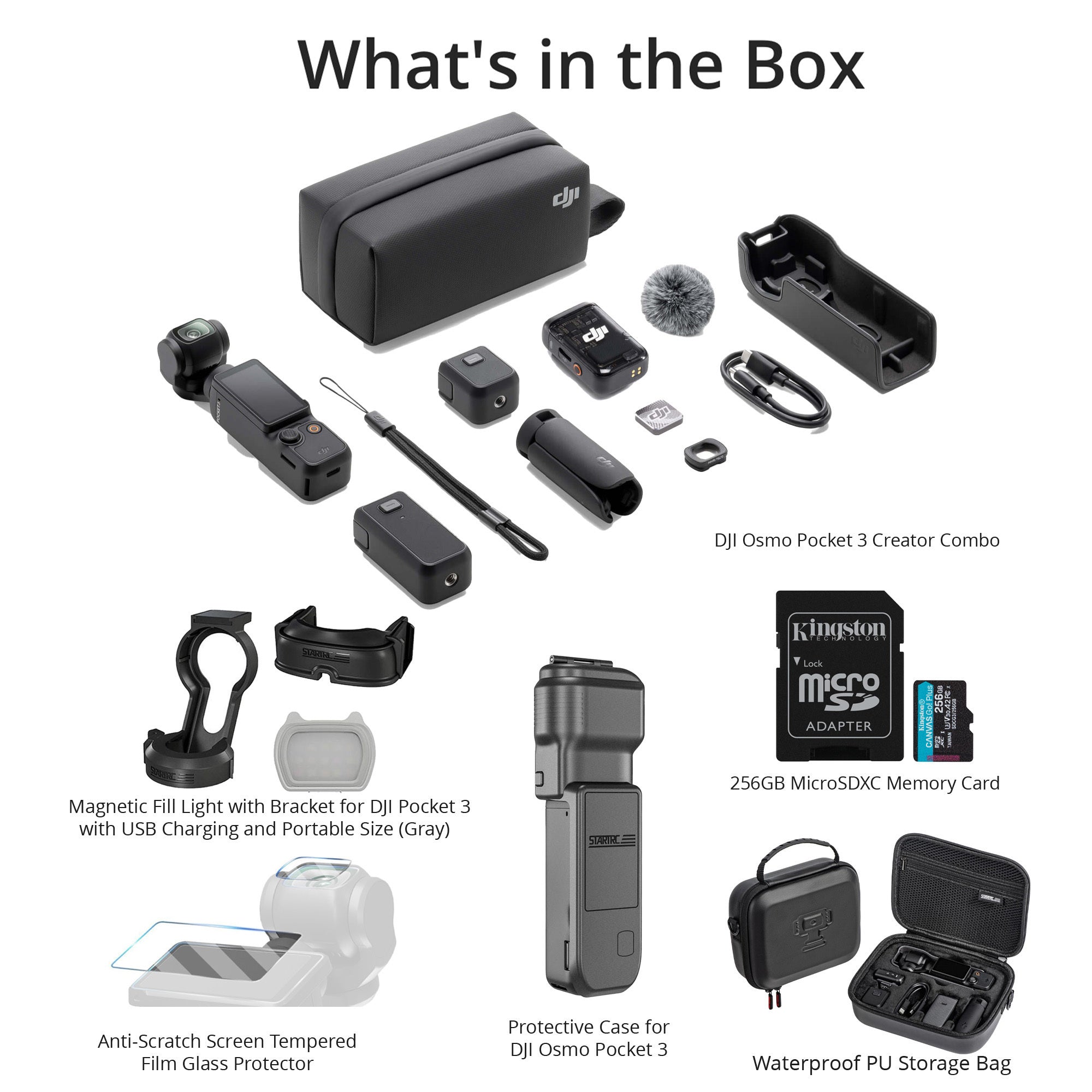 DJI Osmo Pocket 3 Creator Combo with 256GB MicroSD Card, Fill-in