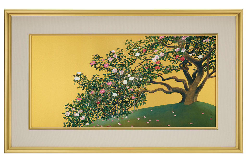 重要文化財】速水御舟『名樹散椿』彩美版®シルクスクリーン、一部本金泥