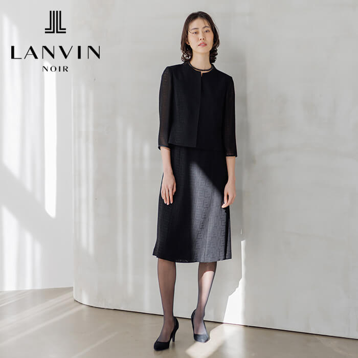 絡み織｜スーツ風の夏用ワンピース 9号・ブラック｜東京ソワール