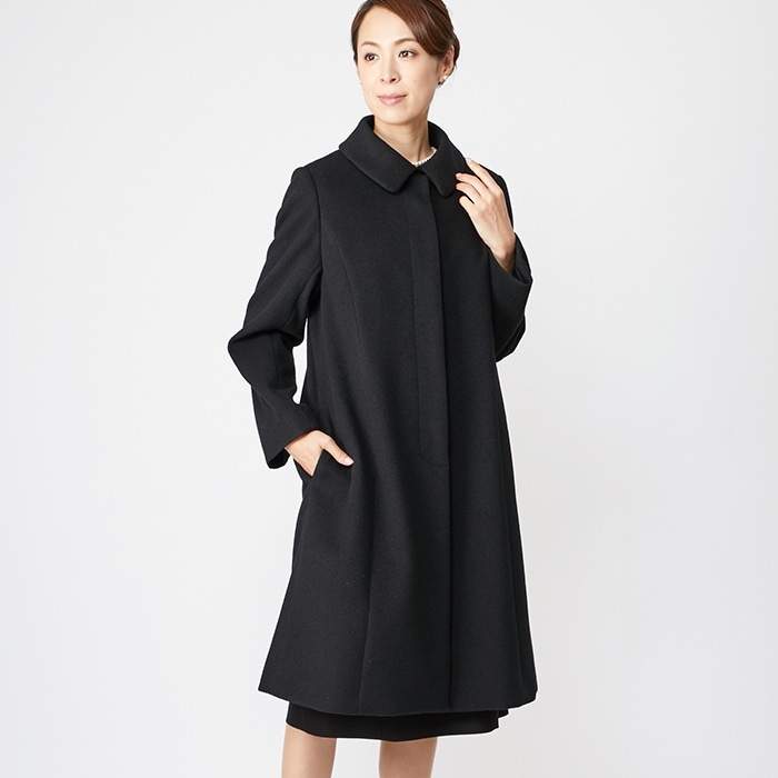 ショールカラーのウールコート 9号・ブラック｜東京ソワール