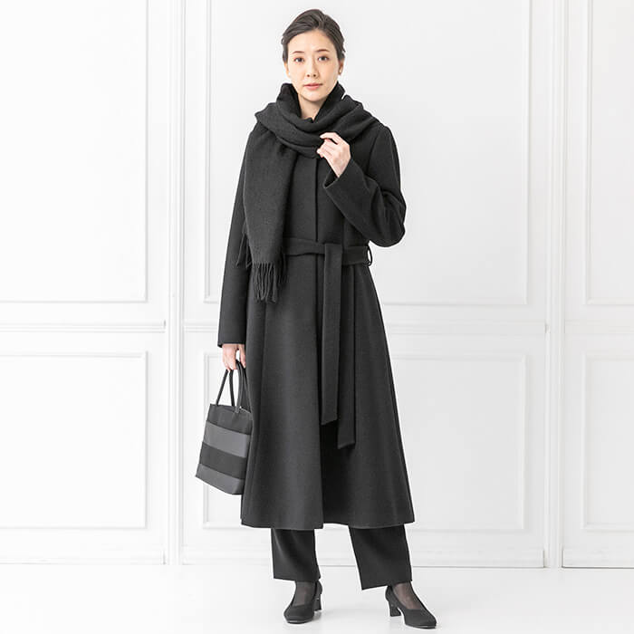 ウール100％のロングコート 9号・ブラック｜東京ソワールオンラインストア