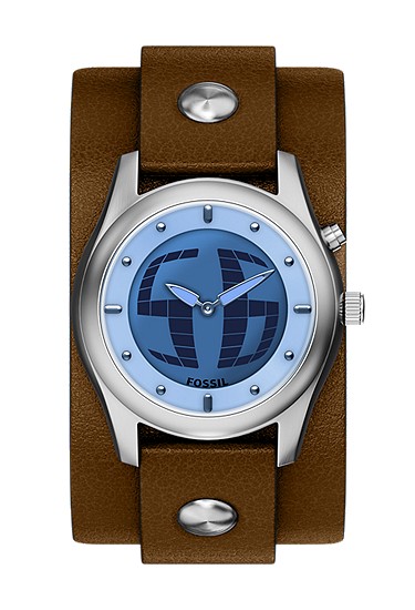 Y2K Big Tic 40MM Brown Leather Watch - LE1229 - Fossil