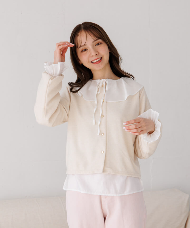 50%OFF】ruffled collar blouse～ﾗｯﾌﾙﾄﾞｶﾗｰﾌﾞﾗｳｽ | flower／フラワー