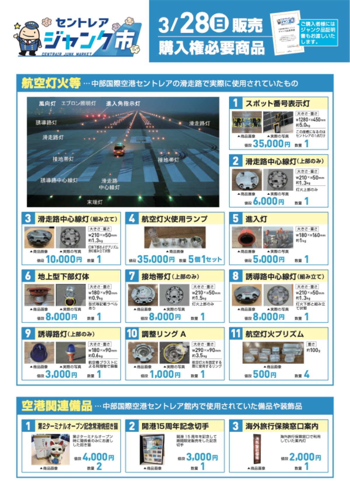 航空ファンミーティング、ジャンク市に滑走路の航空灯火登場 スポット