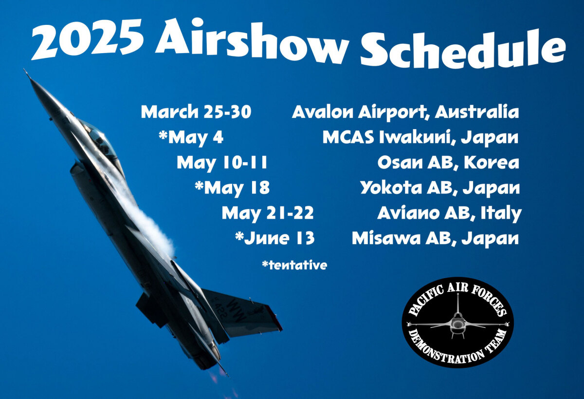 PACAF F-16デモチーム2025年スケジュール発表！岩国に横田、6月に三沢