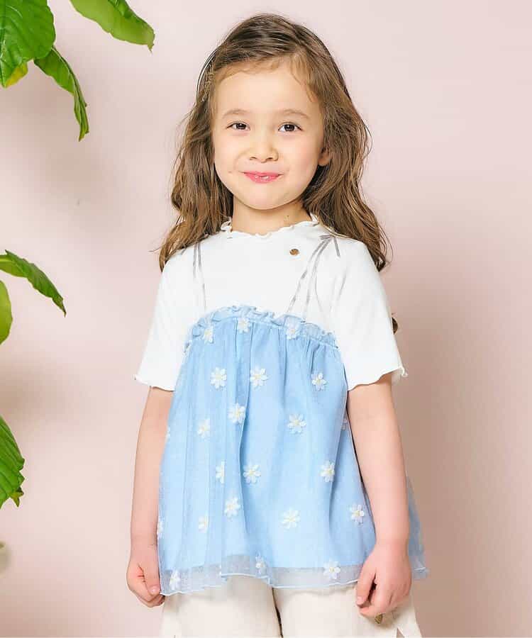 ☆SALE☆お花刺繍ドッキングチュールトップス（V207015）|apres les