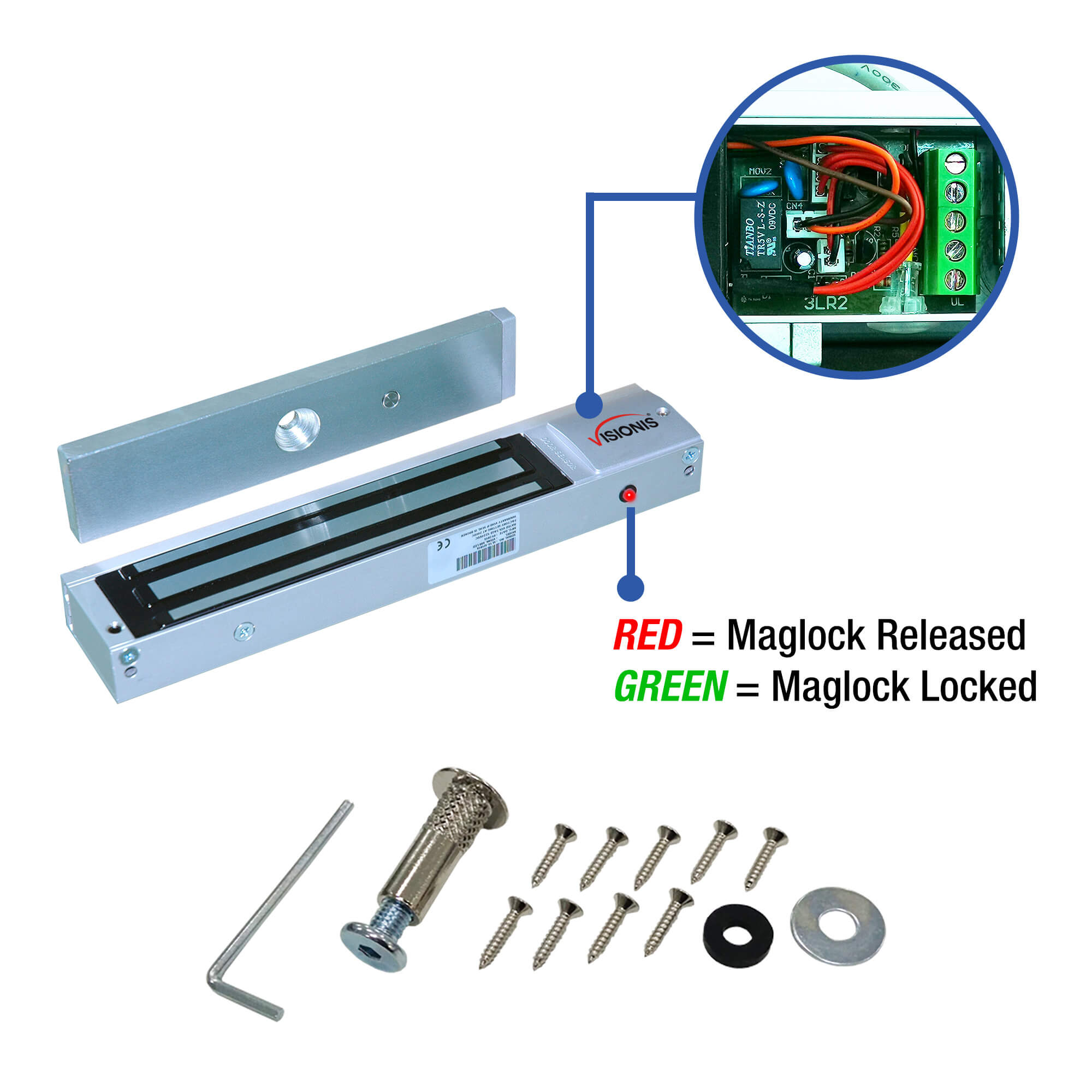 Indoor Magnetic Door Lock with 600 lbs (272 kg) of Holding Force VIS-M