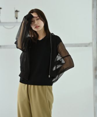 STYLE DELI(スタイルデリ)の【BLK001】ジップアップシアーカーディガン