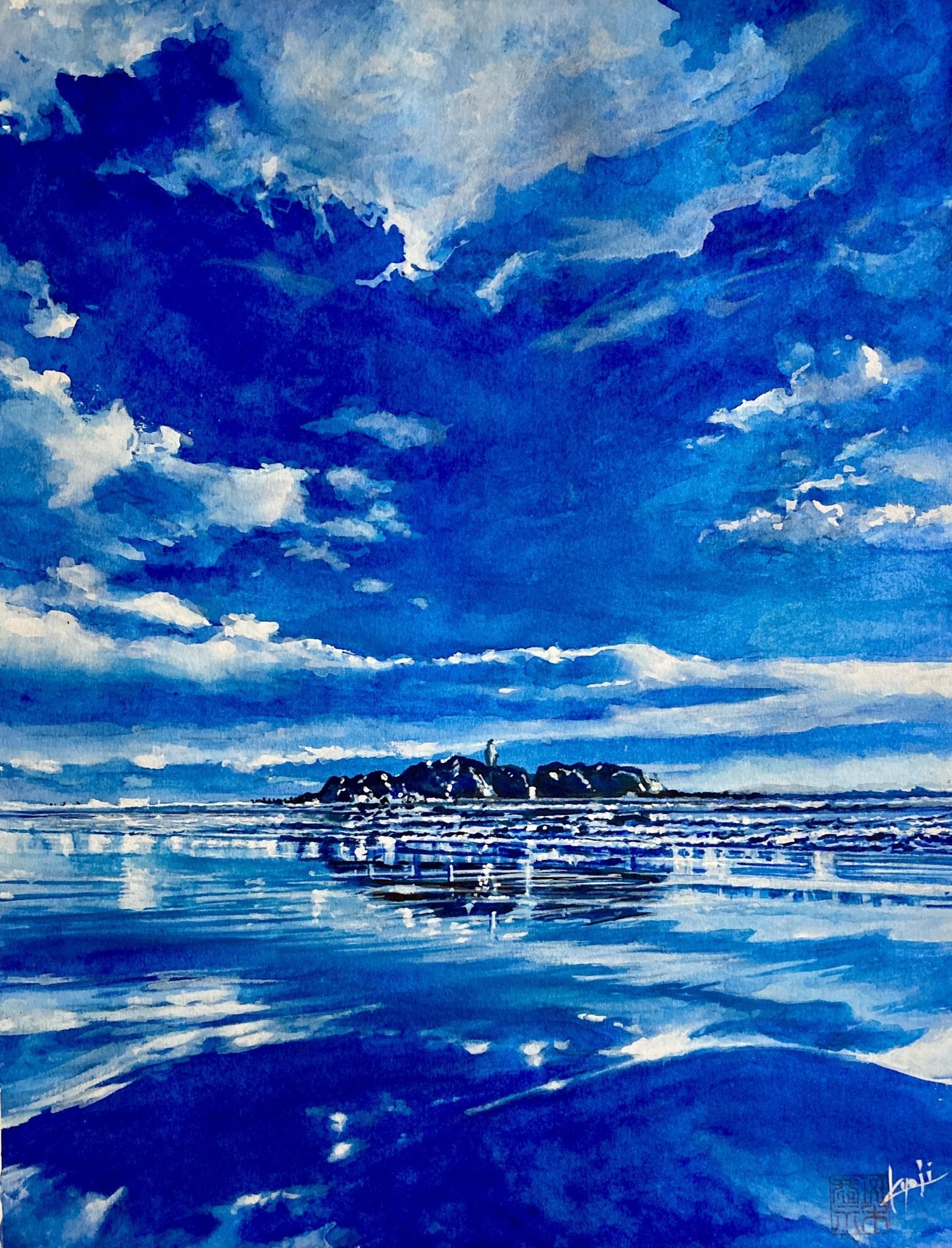 絵画の通販、購入ならFROM ARTIST/作品名：青の江ノ島/作家名：マダラ