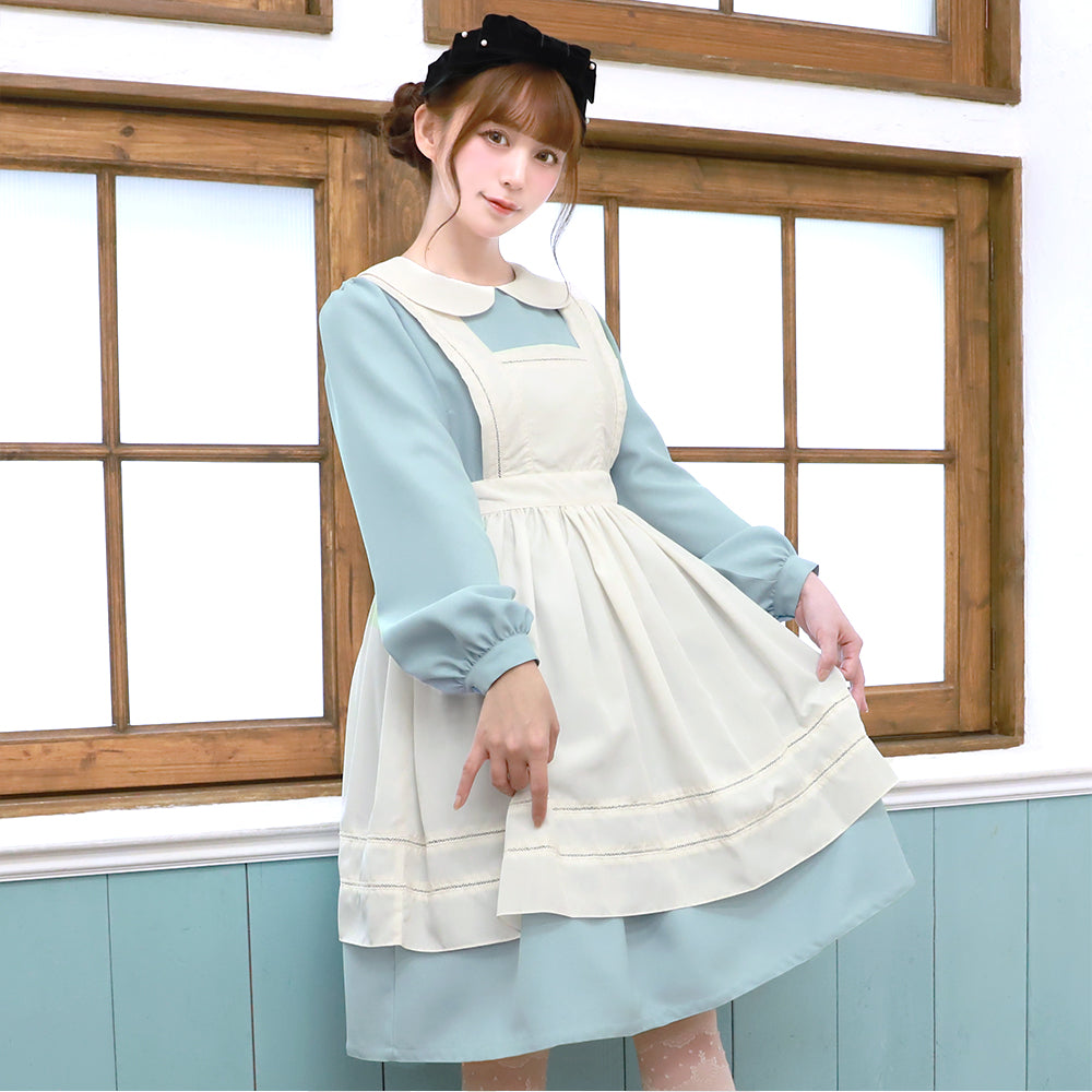 アリスエプロン長袖膝丈ワンピース-Melody BasKet(メロディバスケット