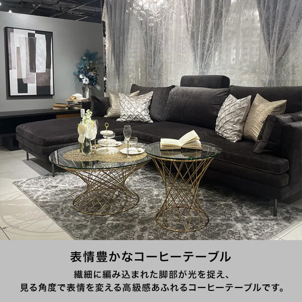 マーリア コーヒーテーブル クリア×ゴールド（φ800） | Francfranc