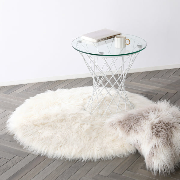 マーリア サイドテーブル クリア×ホワイト （φ500） | Francfranc