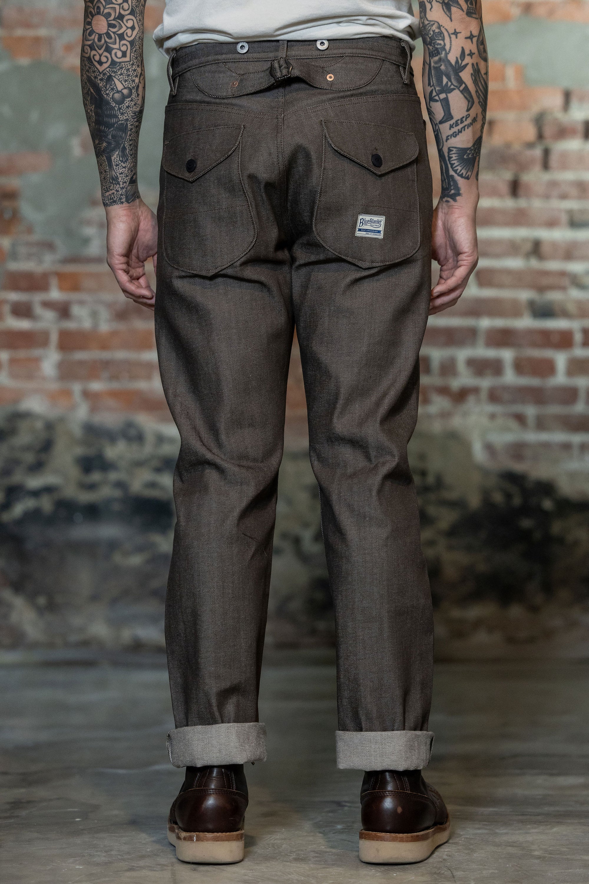 Blue Blanket P08 IT66 Waist Overall - Italian Brown Denim