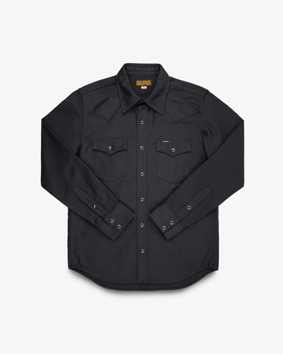 Iron Heart IHSH-426-BLK 12oz Military Moleskin Western Shirt