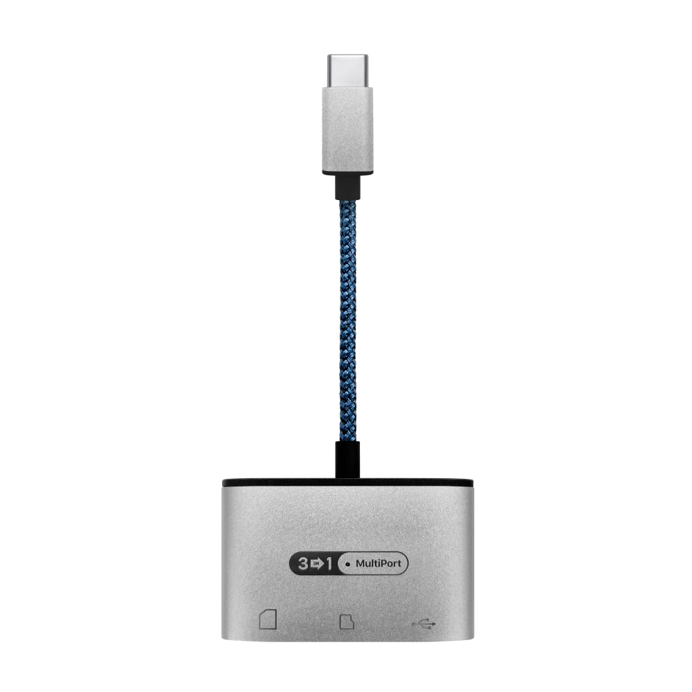 USB3.2 Gen1対応 Type-C接続 3in1カードリーダー グレー FCR-CC31SDUGY