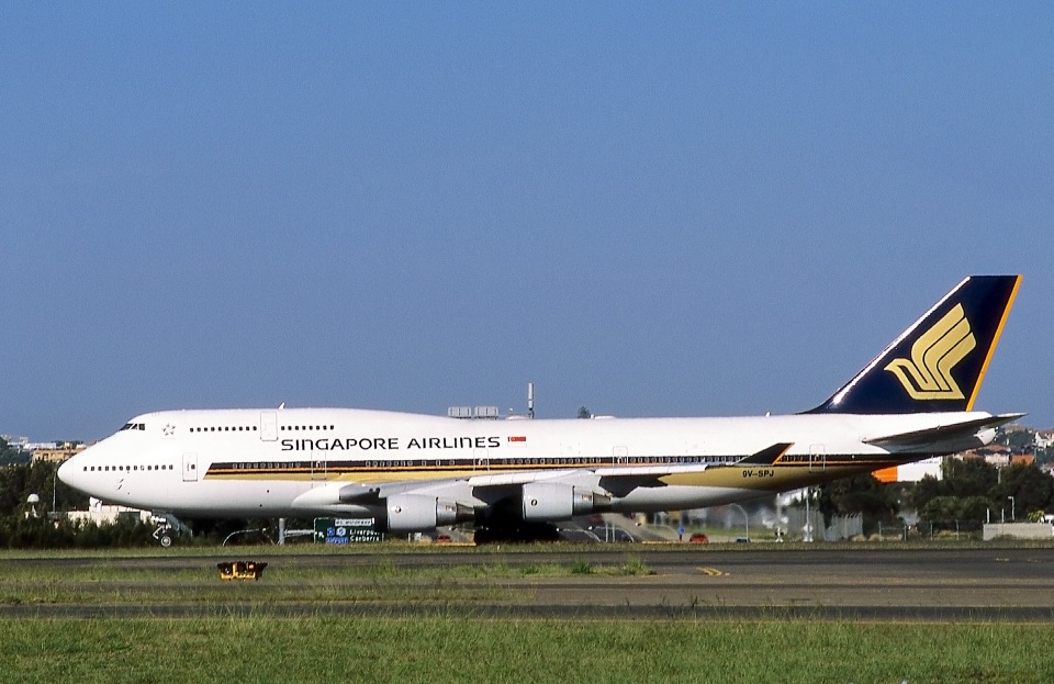 シンガポール航空 Boeing 747-400 9V-SPJ シドニー国際空港 航空フォト