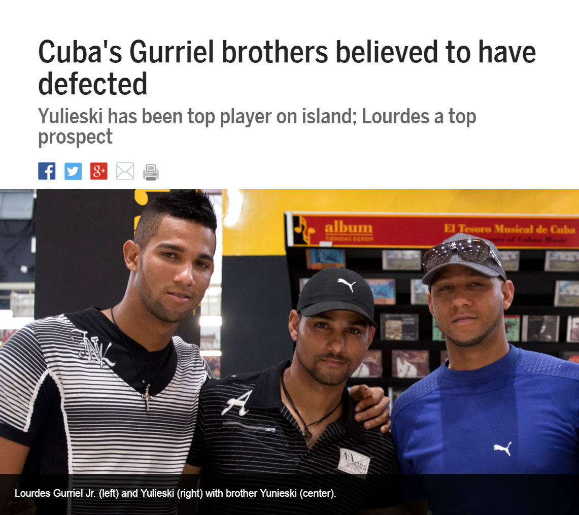 元DeNAのグリエル兄弟がキューバから亡命か 米複数メディアが報じる