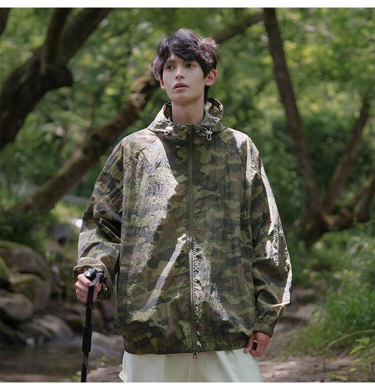 フード付き迷彩柄アウターブルゾン ミリタリージャケット メンズ