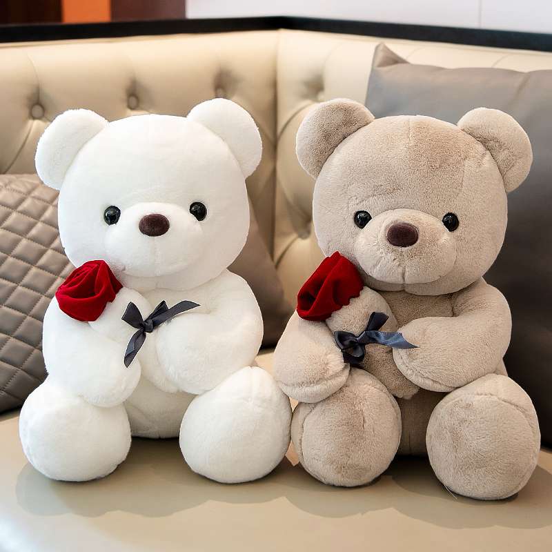 くま ぬいぐるみ｜リボン｜花束を持ったロマンチックなぬいぐるみ くま