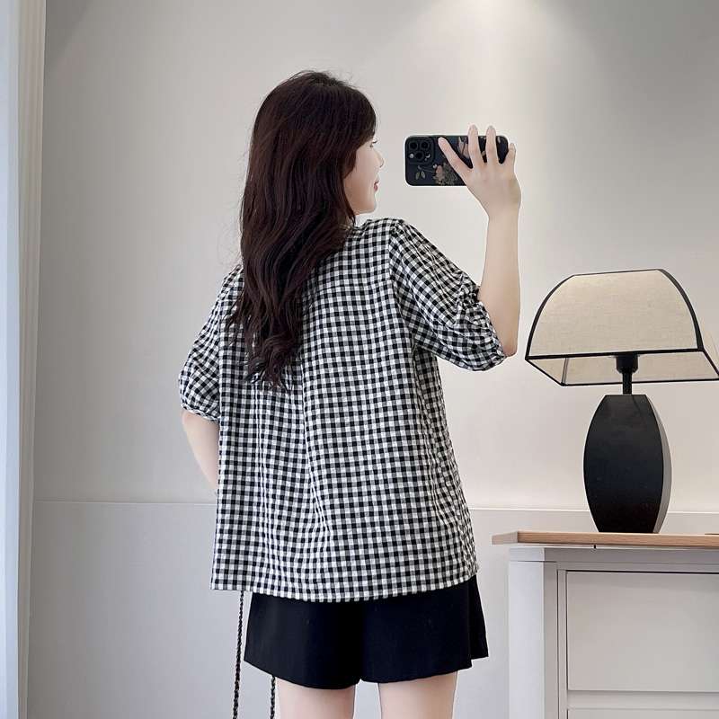ギンガム チェック レース付きギンガムチェックブラウス ブラウス