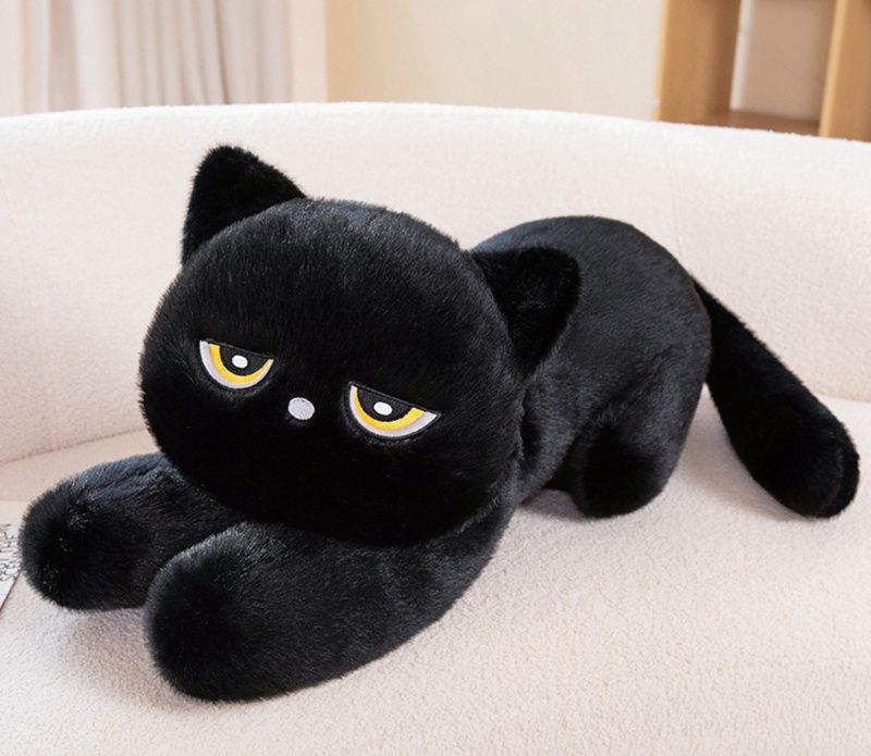 猫ぬいぐるみ つぶらな瞳の不機嫌な見張り番 黒|猫ぬいぐるみ専門通販
