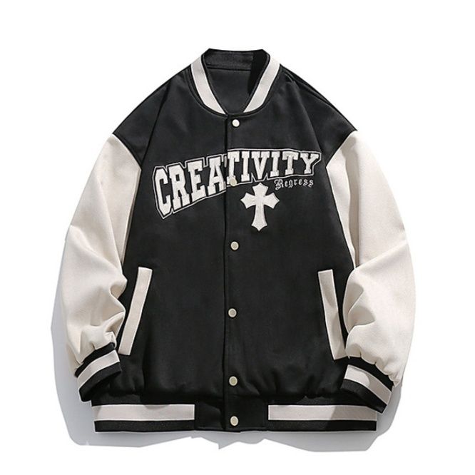 茶色 レトロ刺繍入りバイカラー袖切替スタジャン 茶色|スタジャン専門