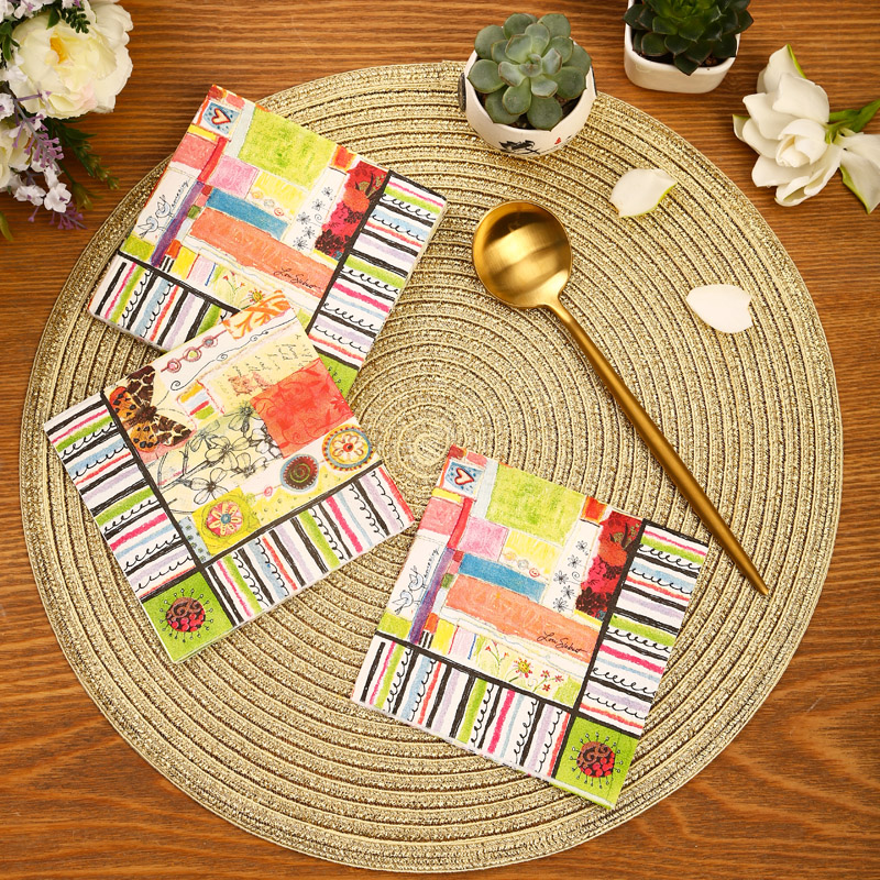 ランチョンマット 水彩フラワー ペーパーナプキン 紙|ランチョンマット