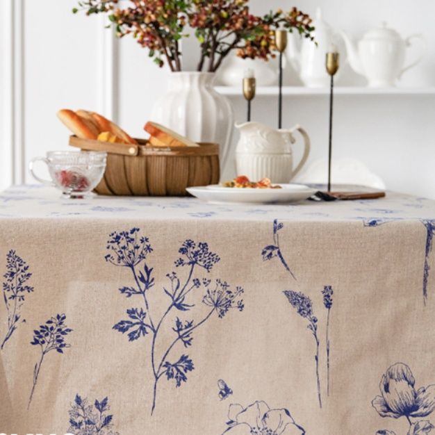テーブルクロス 野草花柄ボタニカル柄リネンテーブルクロス リネン