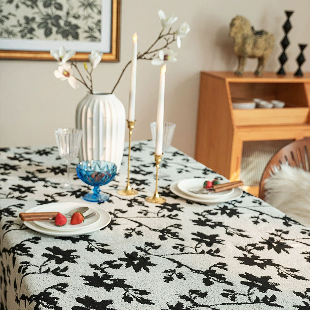 テーブルクロス 花柄刺繍フリルレース付き多層式テーブルクロス布 布