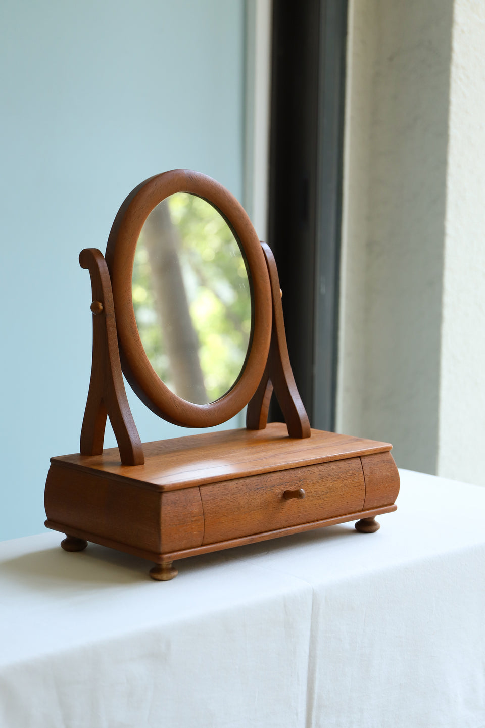 デンマークヴィンテージ 卓上ミラー 引き出し付 北欧インテリア/Danish
