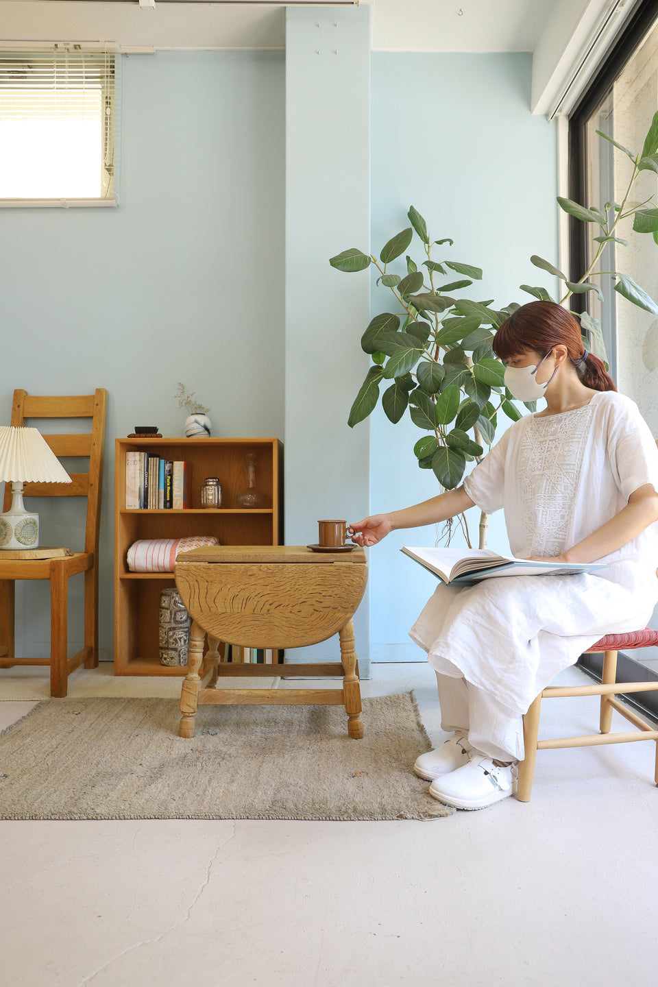 デンマークヴィンテージ サイドテーブル ドロップリーフ オーク材 北欧