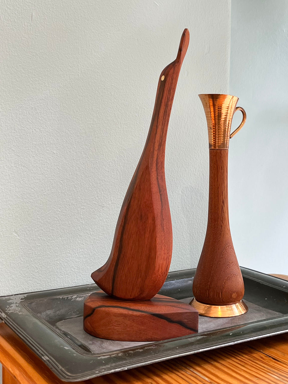 木彫り 鳥のオブジェ 紫檀 ローズウッド 置物/Rosewood Bird Sculpture