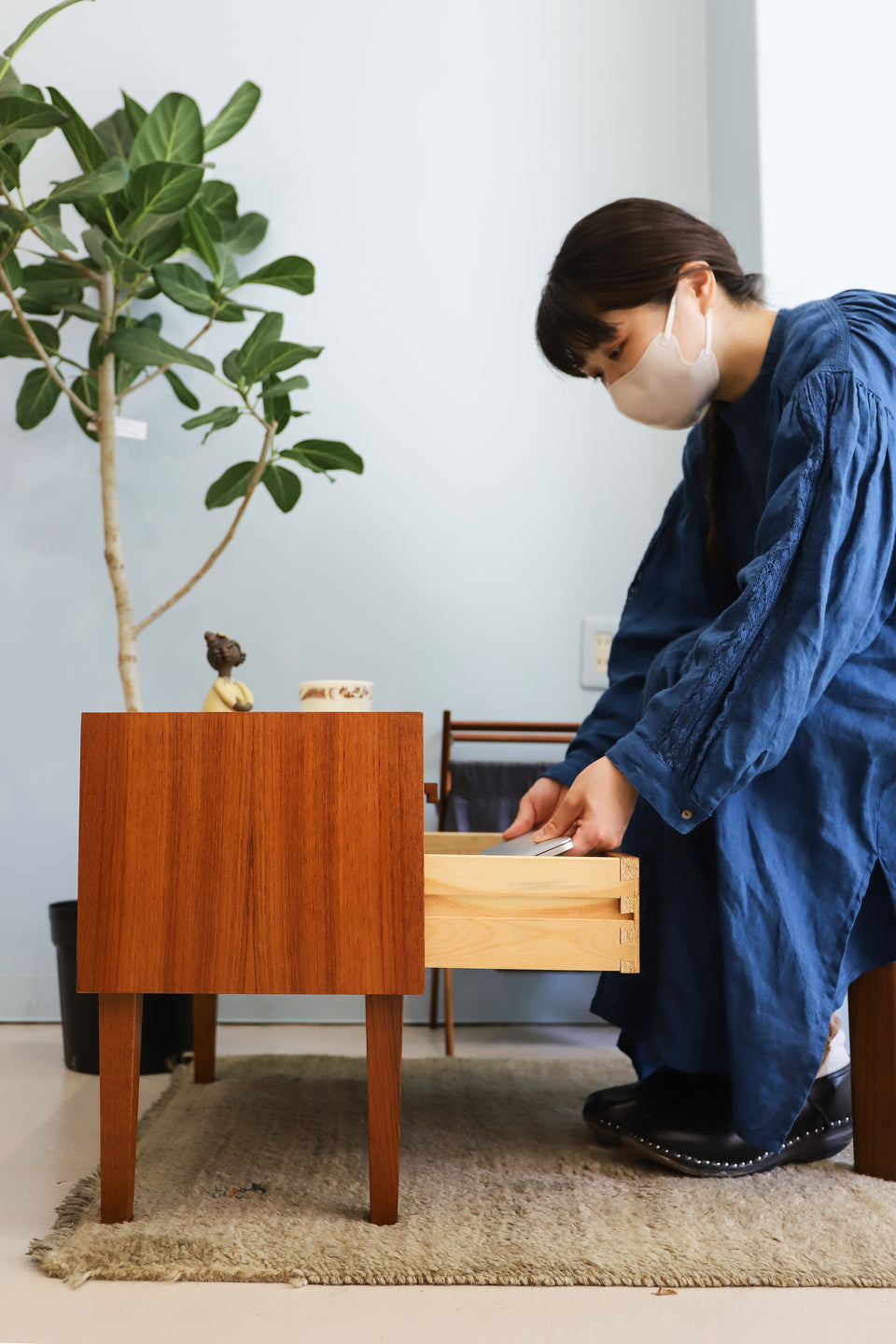 北欧ヴィンテージ スモールサイドチェスト 2段 チーク材/Scandinavian