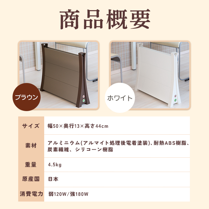 アルミパネルヒーターicoro（イコロ）50cmタイプ ホワイト（i-500WH