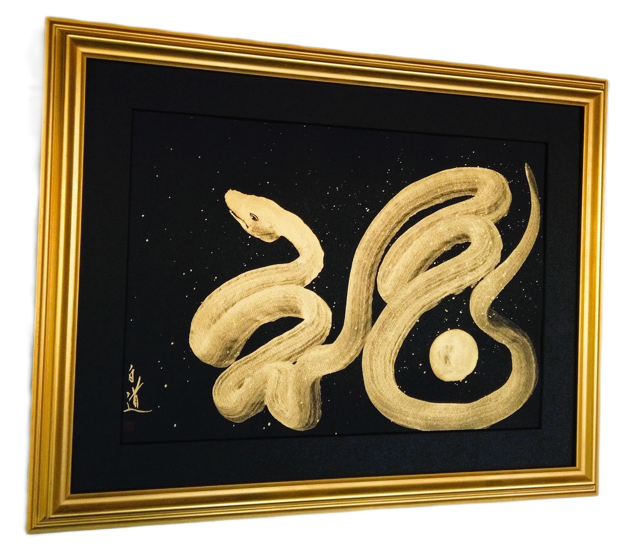 現代水墨画家 絵師白道「一筆金福蛇」｜絵画 アート インテリア 手描き