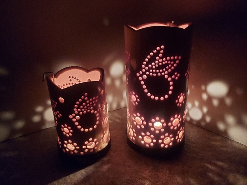 竹製キャンドル ホルダー ウサギセット UW-1 (表皮焦がしタイプ)／竹