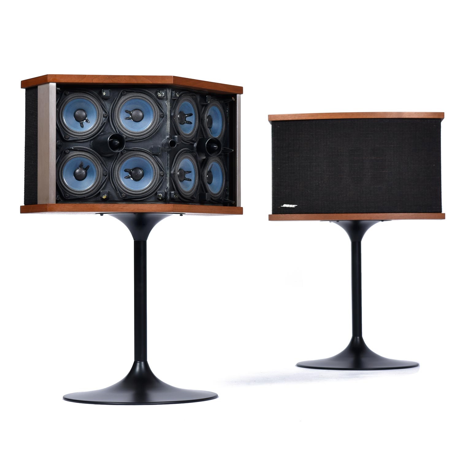 Restored Vintage 1983 Bose 901 Series V Speakers with Tulip Stands