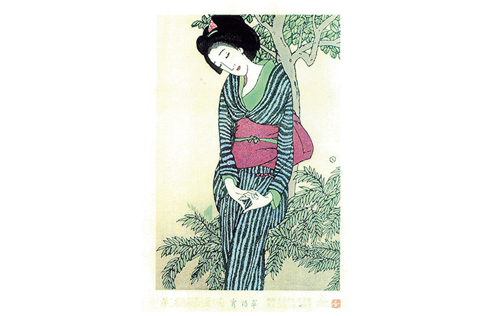 竹久夢二 ガーゼタオルハンカチ 枝梅 ムラサキ | ふろしき むす美